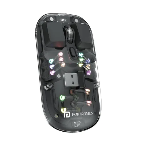 Portronics Toad 5 Wireless Mouse | 2.4GHz, Silent Click, Lightweight Design, USB Plug & Playâ?Transparent