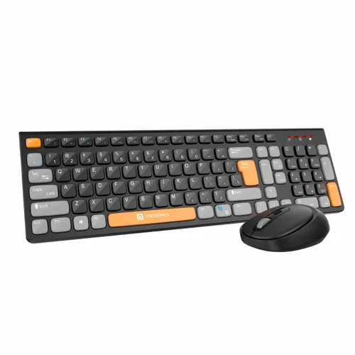 Portronics Key7 Wireless Keyboard & Mouse Combo | Plug & Play, 2.4GHz, Ergonomic Design (Black & Orange)