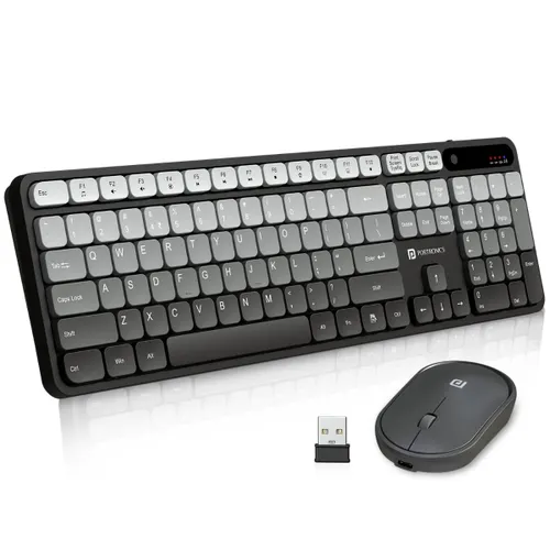 Portronics Key11 Wireless Keyboard & Mouse Combo | 2.4GHz, Silent Keys, Plug & Play, Ergonomic Design â?Grey