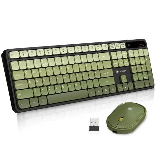 Portronics Key11 Wireless Keyboard & Mouse Combo | 2.4GHz, Silent Keys, Ergonomic Build, Plug & Play â?Green