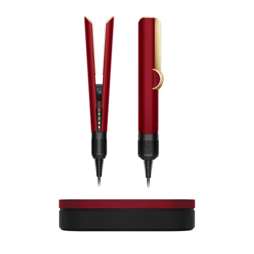 Dyson Airstrait Hair Straightener | Wet-to-Dry Styling | No Hot Plates | Powerful Airflow for Smooth Finish (Red Velvet & Gold)