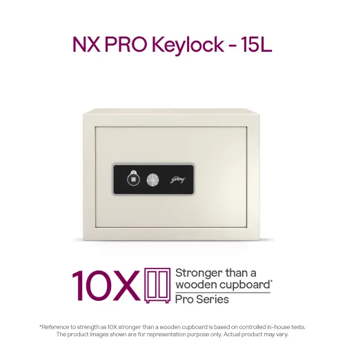 Godrej NX Pro 15 Litre Home Safe - Mechanical Key Lock | Secure Storage for Valuables (Ivory)