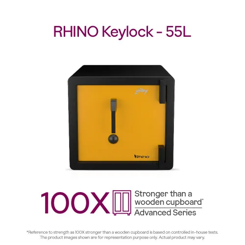 Godrej Rhino V1 Safe with GL Lock | Heavy-Duty Security Safe for Home & Office (Gold)