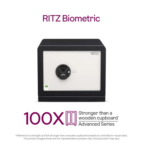 Godrej Ritz Biometric Safe with iBuzz Alarm | Advanced Security Safe for Home & Office (Black)