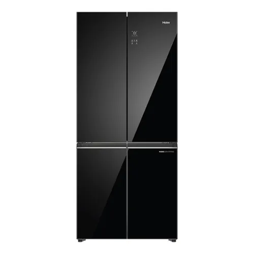 Haier 520 Litres 3 Star Convertible 4 Door Side by Side Wi-Fi Refrigerator | Deo Fresh Technology | Toughened Glass Shelves | Smart Sense AI (HRB-600KGU1, Black Glass)
