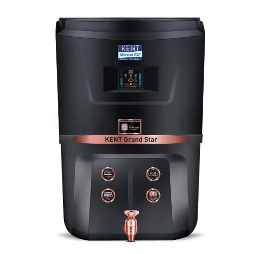 Kent Grand Star RO Water Purifier | RO+UV+UF+TDS Control+Alkaline+Copper+UV In-tank | 9 Litres Tank | 20 LPH | Suitable for Brackish/Tap Water/Municipal Water (Black)