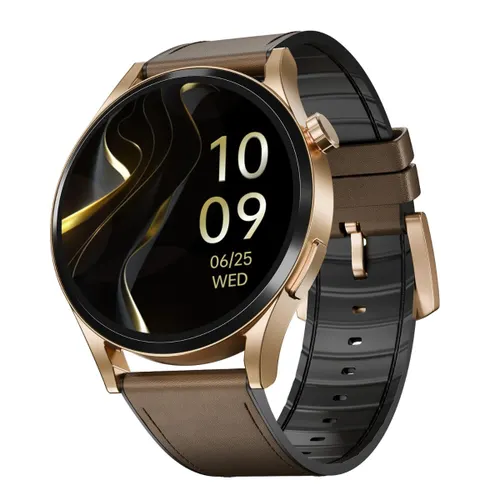 boAt Chrome Horizon Smartwatch | 1.78" AMOLED Display, Always-On Screen, BT Calling, Heart Rate & SpO2, IP68, Premium Leather Strap (Coco Brown)