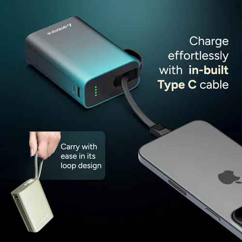Ambrane MiniCharge 20 Power Bank | 20000mAh, Dual Output, Compact, Fast Charging, Travel Friendly (Blue)