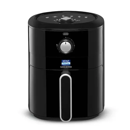 KENT Classic Hot Air Fryer | 4L Capacity | 1300W | Uses Up to 80% Less Oil | Fry, Grill, Roast, Steam & Bake | Auto Cut-Off | Black