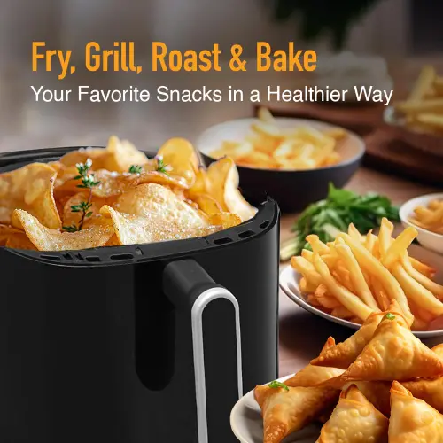 KENT Classic Hot Air Fryer | 4L Capacity | 1300W | Uses Up to 80% Less Oil | Fry, Grill, Roast, Steam & Bake | Auto Cut-Off | Black 6 KENT Classic Hot Air Fryer | 4L Capacity | 1300W | Uses Up to 80% Less Oil | Fry, Grill, Roast, Steam & Bake | Auto Cut-Off | Black