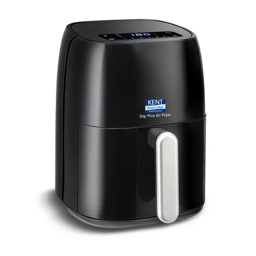 KENT Digi+ Air Fryer 4L | 1300W, Digital Touch Control, Oil-Free Healthy Cooking, Compact Design, LED Display, 8 Preset Modes, Auto Shut-Off, Easy to Clean (Black)
