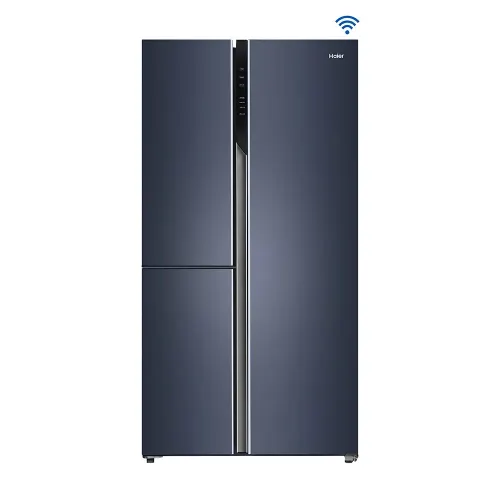 Haier 598 Litres 3 Star Convertible Side-by-Side Refrigerator with Wi-Fi | Digital Control Panel | Jumbo Ice Maker | Deo Fresh Technology | Inverter Technology (HRT-683GKU1, Graphite Black)