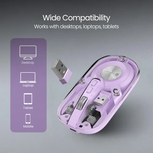 Portronics Toad 8 Wireless Mouse | Rechargeable, Ergonomic, Silent Click, 2.4GHz USB Nano Receiver (Purple) 3 Portronics Toad 8 Wireless Mouse | Rechargeable, Ergonomic, Silent Click, 2.4GHz USB Nano Receiver (Purple)