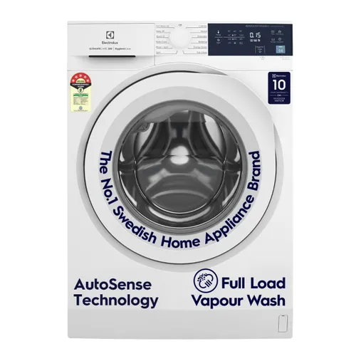 Electrolux 8 Kg 5 Star Fully Automatic Front Load Washing Machine with HygienicCare | EcoInverter Motor | Quick 15 Cycle | 6 Temperature Settings | AutoSense (EWF8024D3WB, White)