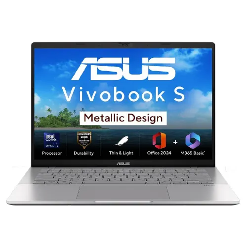 ASUS Vivobook S14 AI Powered Light Weight Laptop (Intel Core Ultra 5 225H/ 16GB DDR5 RAM/ 512GB SSD/ 14 Inch (35.56cm) WUXGA Display/ Intel AI Boost NPU up to 13TOPS/ Windows 11/ MS-Office) S3407CA-LY060WS