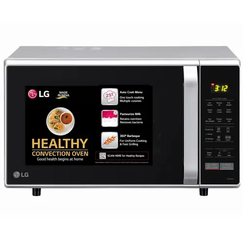 LG 28 Litres Convection Microwave with Glass Door | 251 Auto Cook Menus | Diet Fry | Quartz Heater (MC2846SL, Silver)