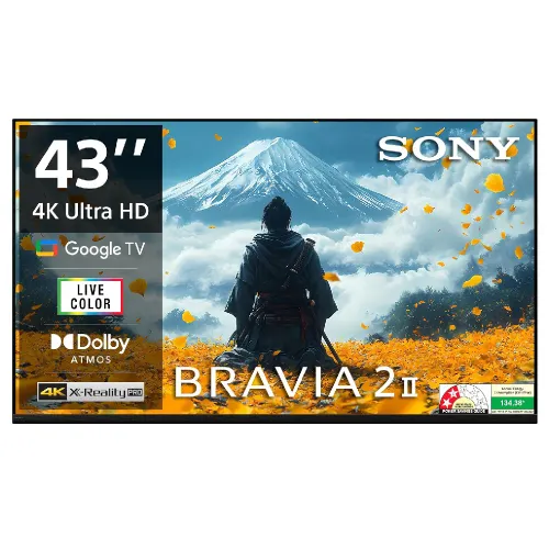 Sony BRAVIA 2M2 Series 108 cm (43 Inch) 4K Ultra HD LED Google TV - 4K Processor X1, HDR10/HLG, Dolbyâ?Atmos, ALLM, Chromecast Built-In, K-43S22BM2