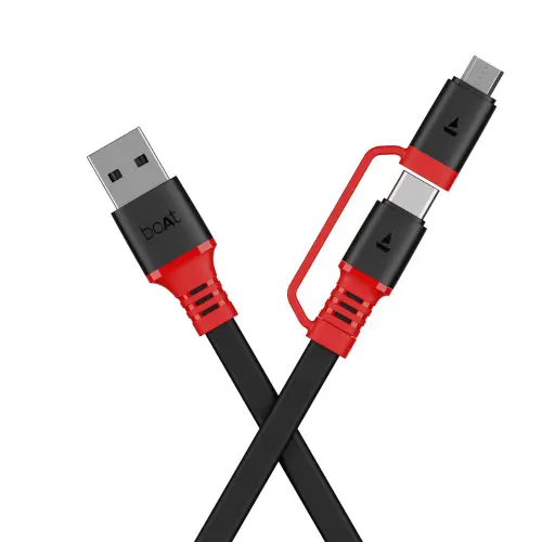 boAt Deuce Usb 500 2-In-1 Cable with 6.5A Fast Charging (Rebellious Black)