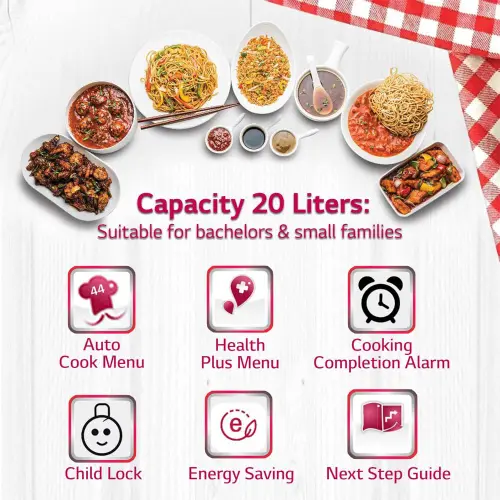 LG 20 Litres Solo Microwave with Glass Door, Even Reheat & Defrost, Energy Saving, Anti Bacterial Cavity (MS2043DB, Black)