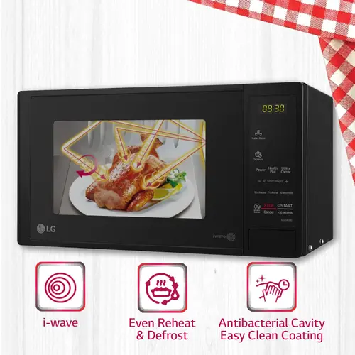 LG 20 Litres Solo Microwave with Glass Door, Even Reheat & Defrost, Energy Saving, Anti Bacterial Cavity (MS2043DB, Black)