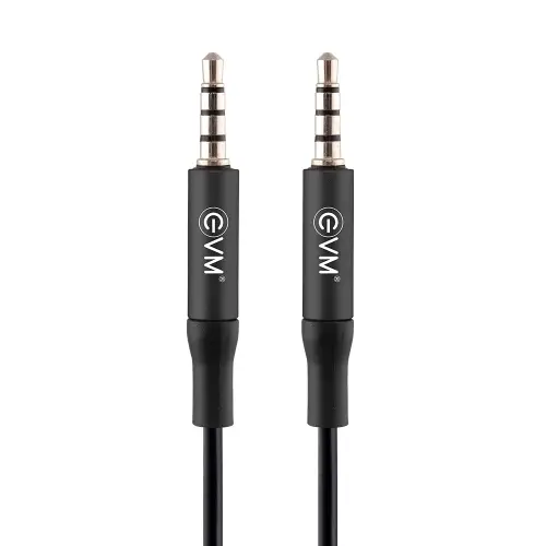 EVM AUX-02 3.5mm Cable Male to Male with Fast Transmission, Gold Plated Plug, Flexibility Durable anti winding (Black)