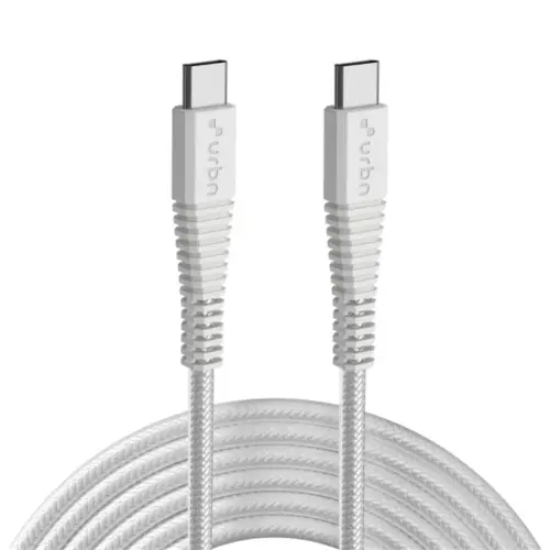 URBN 1.5 meter Type C to Type C Cable with 480 Mbps Transmission Speed, White (UPC255_WH)