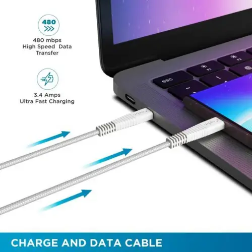 URBN 1.5 meter Type C to Type C Cable with 480 Mbps Transmission Speed, White (UPC255_WH) 10 URBN 1.5 meter Type C to Type C Cable with 480 Mbps Transmission Speed, White (UPC255_WH)