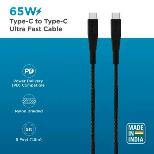 URBN 1.5 meter Type C to Type C Cable with 480 Mbps Transmission Speed, Black (UPC255_BK) 2 URBN 1.5 meter Type C to Type C Cable with 480 Mbps Transmission Speed, Black (UPC255_BK)