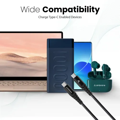 Ambrane ABCC-100 Type C to Type C Braided Cable (Black) 6 Ambrane ABCC-100 Type C to Type C Braided Cable (Black)