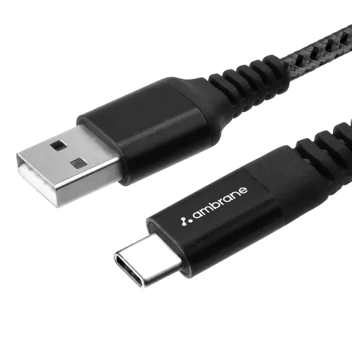 Ambrane BCT-15 Tough Braided Type-C Cable (Black Grey)
