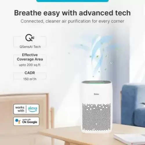 Qubo Q200 QSensAI Technology Air Purifier with Adjustable Fan, Automatic Shut Off, Smart Display, Silent Mode (White)