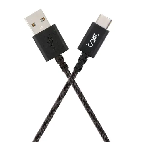 boAt A400 USB Type C Data Cable with 3A Rapid Charge, Reversible Connector, Aluminum Finish (Black)