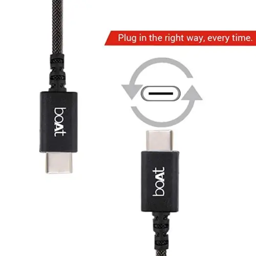 boAt A400 USB Type C Data Cable with 3A Rapid Charge, Reversible Connector, Aluminum Finish (Black) 4 boAt A400 USB Type C Data Cable with 3A Rapid Charge, Reversible Connector, Aluminum Finish (Black)