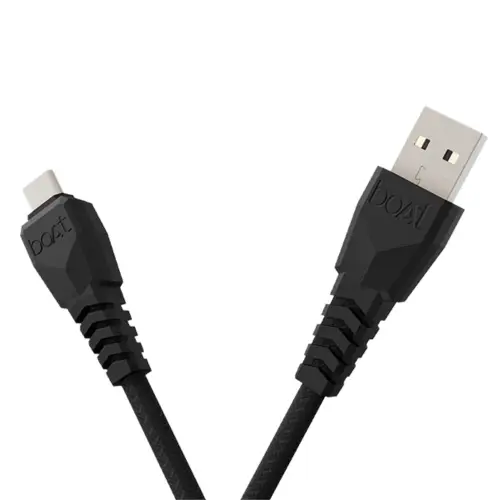 boAt A320 Type C Cable with 3A Rapid Charge, Universal Compatibility, 1.5 meter length, Fast Charging (Black)