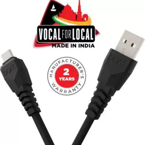 boAt A320 Type C Cable with 3A Rapid Charge, Universal Compatibility, 1.5 meter length, Fast Charging (Black)