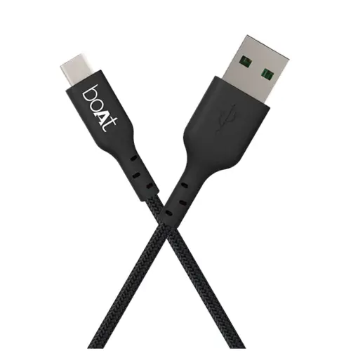 boAt A350 Type C Cable with High Speed Data Transmission, Fast Charging, Universal Compatibility, Tangle Free (Jet Black)