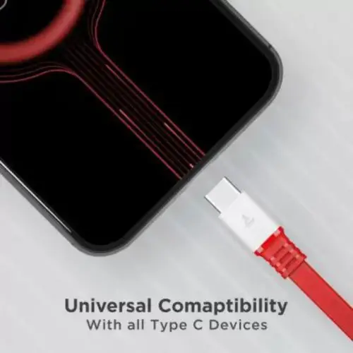 boAt A750 Type C Cable with 6.5A Fast Charging, Universal Compatibility, Super Strength Connectors (Red)