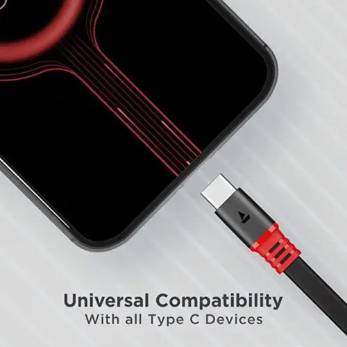 boAt A750 Type C Cable with 6.5A Fast Charging, Universal Compatibility, Super Strength Connectors (Black)