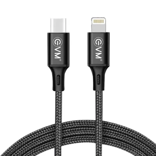 EVM 1 Meter Type-C to lightning Data Cable with 3 AMP Super Fast Data Transfer, Charging & Sync Cable (EVM-CL-02, Black)