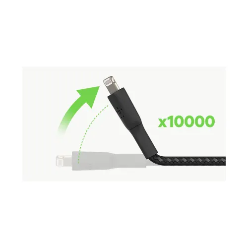 Belkin BoostCharge 2 Meter Braided USB-C to Lightning Cable with Fast Charge, 10000+ Bends Lifespan (White)