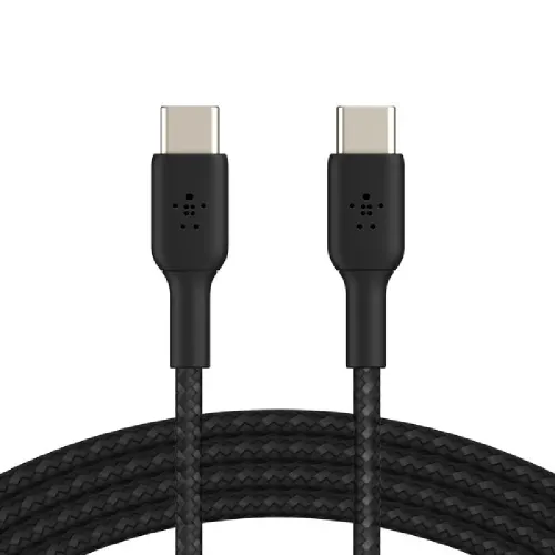 belkin BoostCharge 1 Meter Braided USB-C to USB-C Cable wiht 60W Fast Charging, Double-Braided Nylon Exterior (Black)