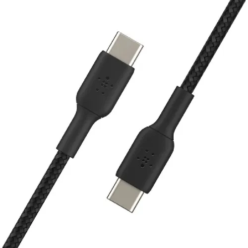 belkin BoostCharge 1 Meter Braided USB-C to USB-C Cable wiht 60W Fast Charging, Double-Braided Nylon Exterior (Black)