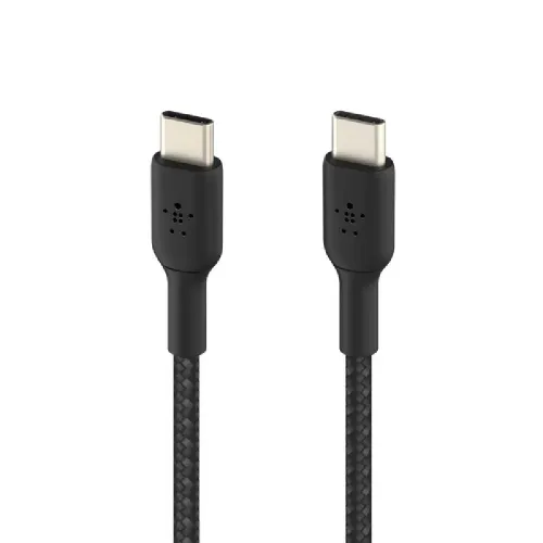 belkin BoostCharge 1 Meter Braided USB-C to USB-C Cable wiht 60W Fast Charging, Double-Braided Nylon Exterior (Black)
