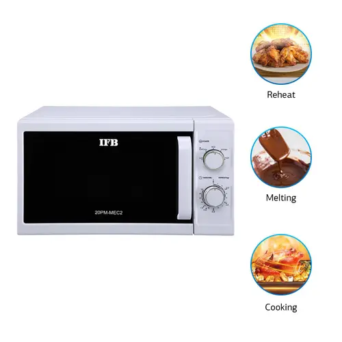 IFB 20 Litres Solo Microwave with Glass Door, Auto Defrost, Power Levels, Overheating Protection (20PM-MEC2, White)