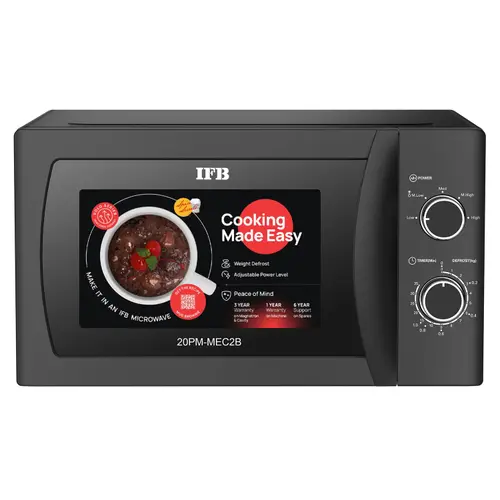 IFB 20 Litres Solo Microwave with Glass Door, Auto Defrost, Power Levels, Overheating Protection (20PM-MEC2B, Black)