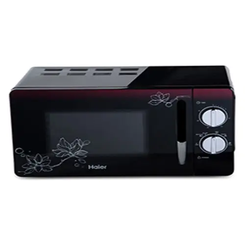 Haier 20 Litres Solo Microwave with Glass Door, 6 Power Levels, Mechanical Knob Control (HIL2001MFPH, Black)