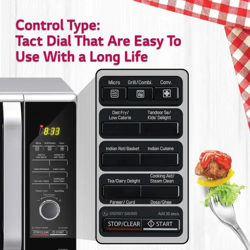 LG 28 Litres Convection Microwave with Glass Door, 251 Auto Cook Menu, 360° Motorised Rotisserie (MC2886SFU, Silver)
