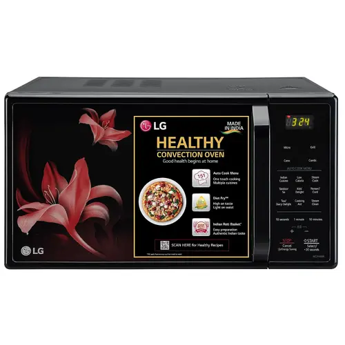 LG 21 Litres Convection Microwave with Glass Door, 151 Auto Cook Menus, Heathplus menu, Quartz Heater (MC2146BR, Black)