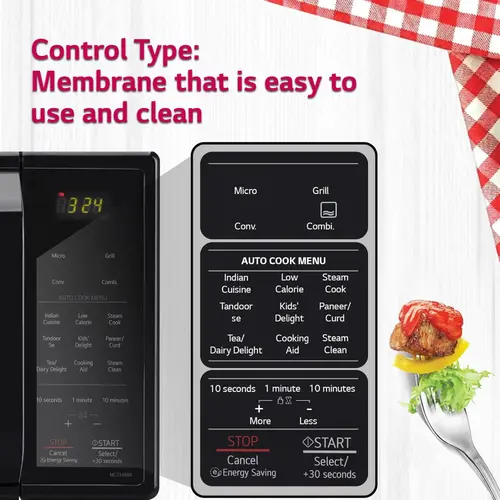 LG 21 Litres Convection Microwave with Glass Door, 151 Auto Cook Menus, Heathplus menu, Quartz Heater (MC2146BR, Black)