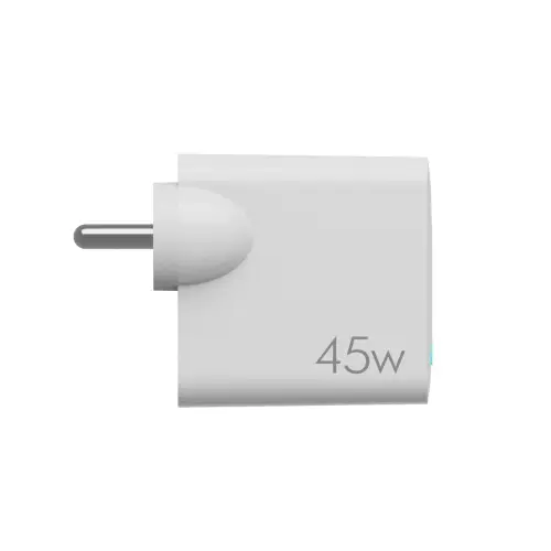 boAt WCD QCPD 45 Watts High Power Quick Charger with Type C Cable, Auto Detect Dual Port, LED Indicator, QC 3.0 & GaN Chip Technology (White)